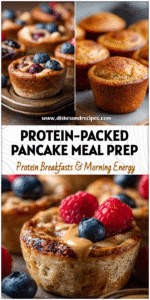 Golden Pancake Muffins Protein bites on a baking tray showing a Healthy But Filling Breakfast idea with Easy Meals With Protein and Prep Recipes appeal.